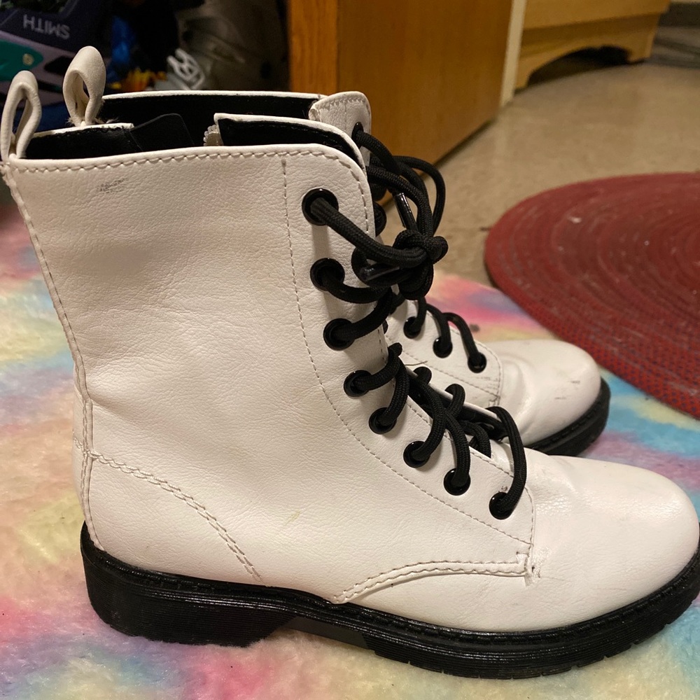 White combat boots